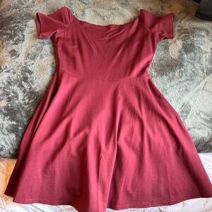 Elegant Burgundy (wine) Off-Shoulder Dress